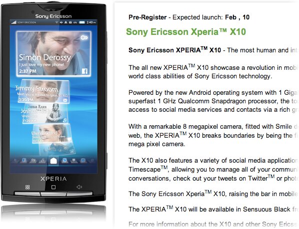 Sony Ericsson X10